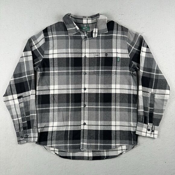 Woolrich Shirt Men’s Large Black Plaid Flannel Button Up Long Sleeve - Picture 1 of 16